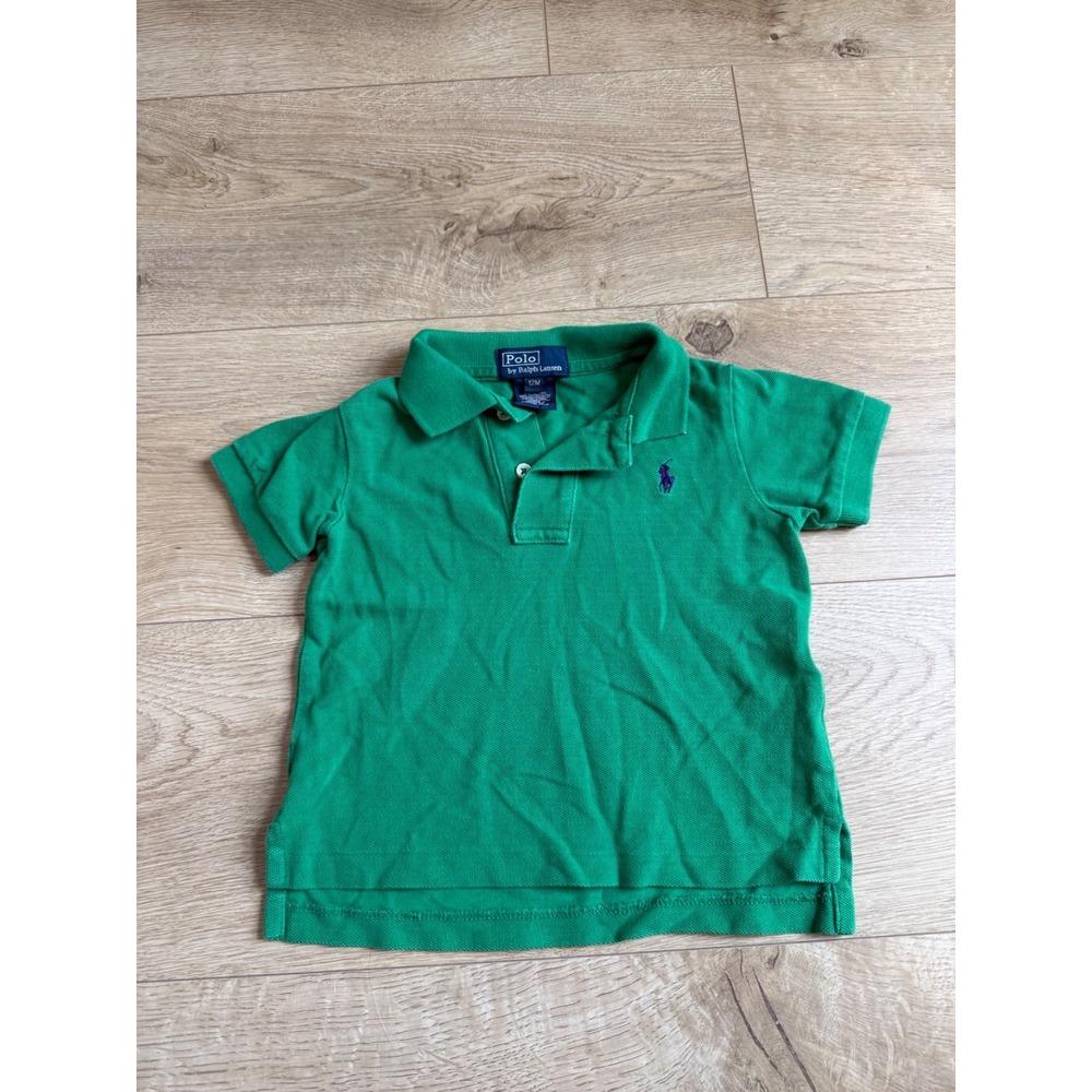 EUC Kids Boys POLO BY RALPH LAUREN green short sleeve polo top cotton size 12M